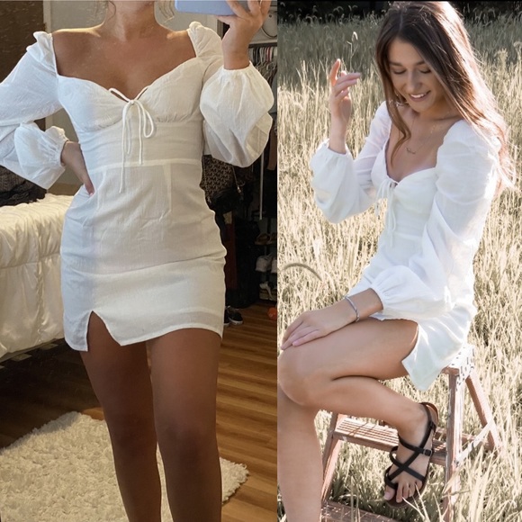Princess Polly | Dresses | Princess Polly Alena White Long Sleeve Mini Dress | Poshmark